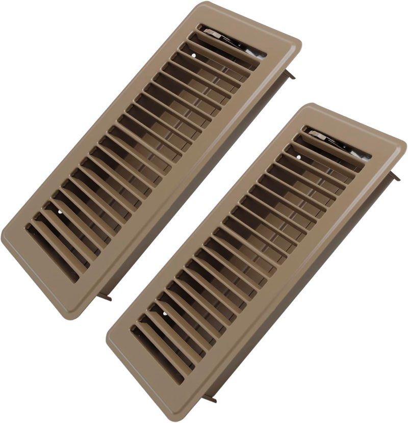 Howeall 4" x 10" Floor Register 2 Pack - Heavy Duty Steel Walkable Floor Vents - Easy Adjust Air Supply Lever - Vent Covers for Home (Brown)