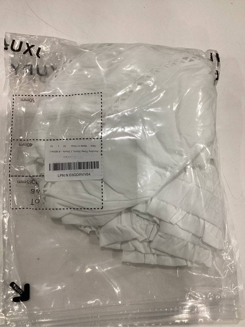 Condition photo showing New/Like New for aoudery flowy shorts for women casual boho ruffle tiered skorts high waist mini skirts golf tennis crochet shorts large a white