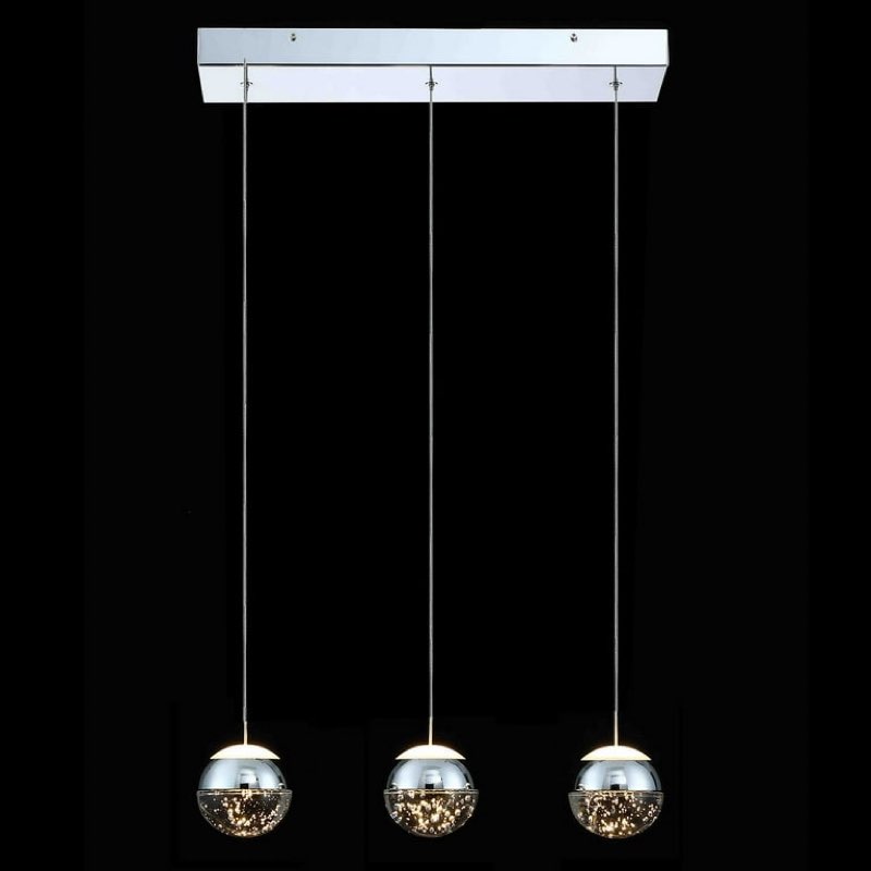 JoollySun Modern Crystal Pendant Light: 3 Globe Hanging Light Fixture for Kitchen Island Bathroom - 