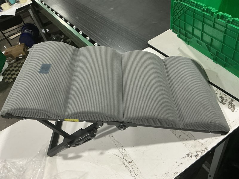 Condition photo showing As Is for veehoo dog ramp for bed couch height adjustable from 12" to 20", foldable stairs for dogs to get on bed 17" extra wide, portable pet doggie steps indoor with non slip pad, support up to 150 lbs
