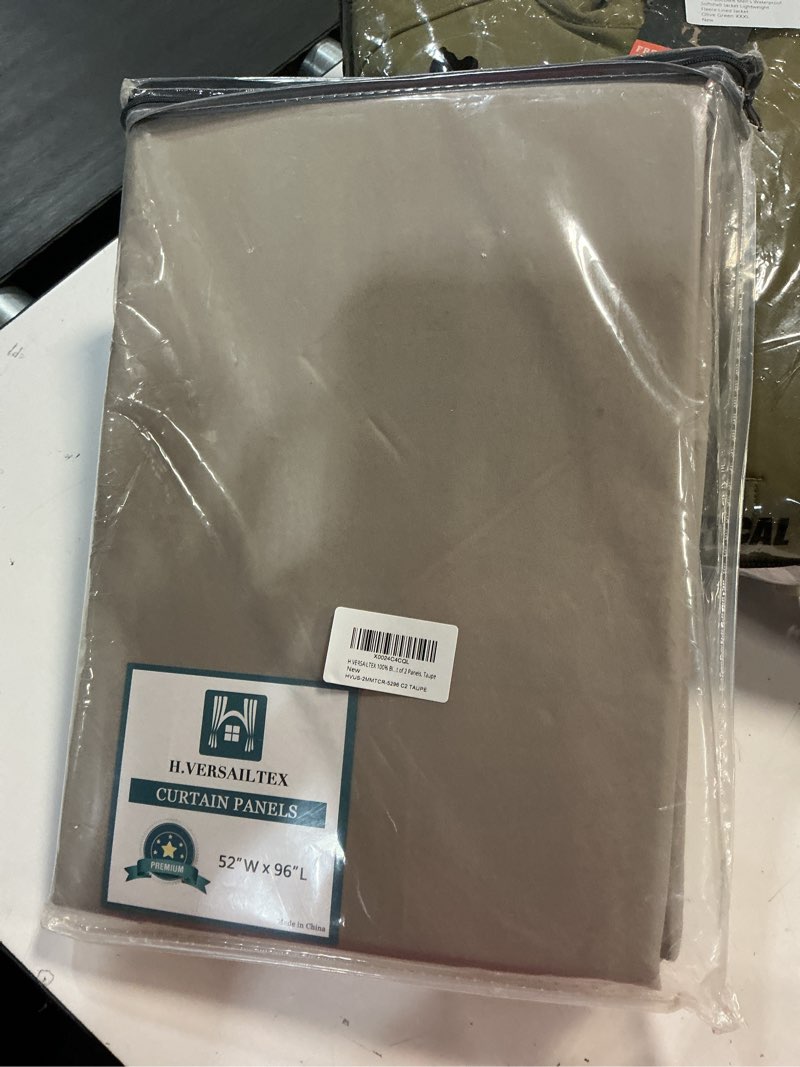 Condition photo showing New/Like New for h.versailtex 100% blackout curtains 96 inches long full light blocking curtain draperies with soft white coating for bedroom living room thermal insulated window treatment set of 2 panels, taupe