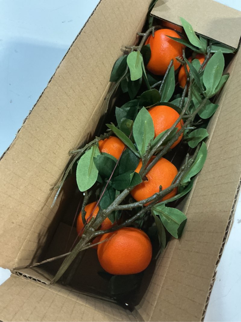 Condition photo showing Good Condition for Woration 4PCS Artificial Orange Branches Simulation Tangerine Plastic Tree Plant Stem with Fruit Fake Greenery Home DIY Décor Props 19.3inch 19.3 Inch Fake Orange Branches
