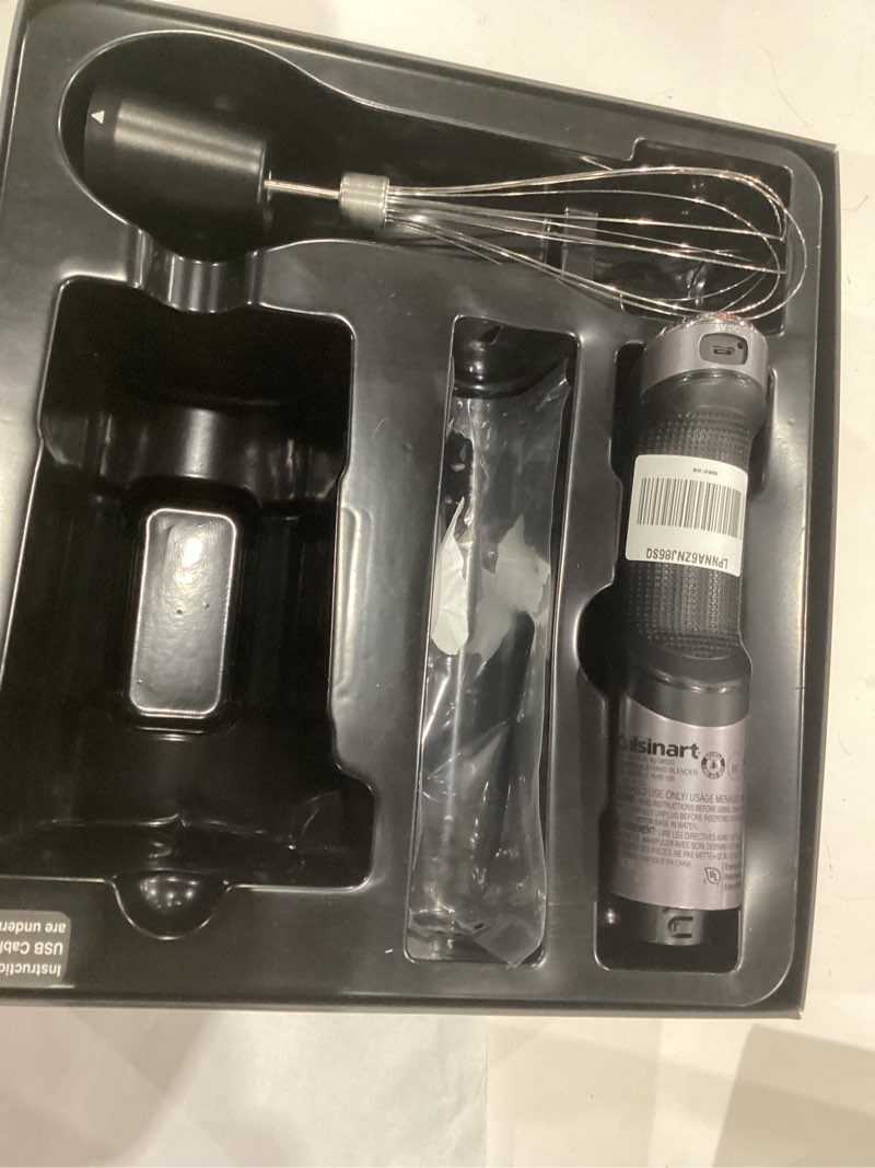 Condition photo showing As Is for incomplete )))cuisinart electric hand blender & mixer, evolutionx cordless rechargeable, gray/black, rhb-100,dark grey