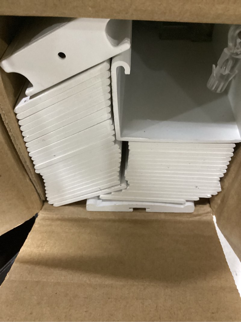 Condition photo showing As Is for arlo blinds faux wood blinds with crown valance - 34" width x 60" height, white, cordless window blinds & shades - blinds for indoor windows, 2" faux wooden blinds for home, window shades