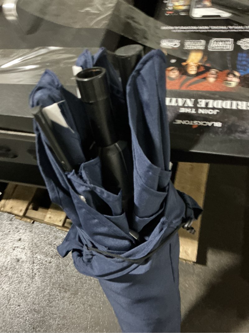 Condition photo showing As Is for style selections 7.5-ft steel blue push-button tilt market patio umbrella