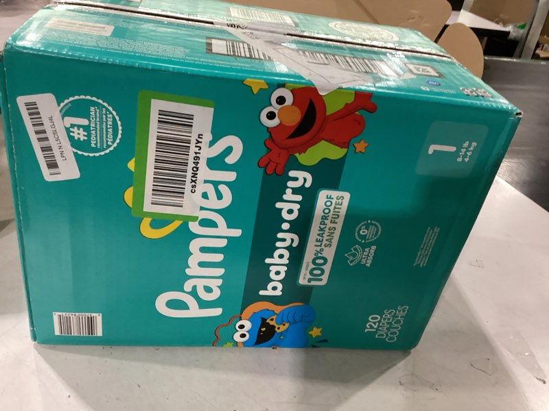 Condition photo showing New/Like New for pampers diapers - baby dry - size 1, 120 count, absorbent disposable infant diaper (packaging may vary) size 1 120