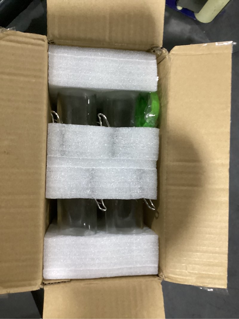 Condition photo showing New/Like New for comsaf 12 pack 4 oz glass spice jars with airtight swing top lids, small clear containers for pantry organization, herb storage, diy crafts & gifts - complete set includes funnel & spice labels 4oz*12-round
