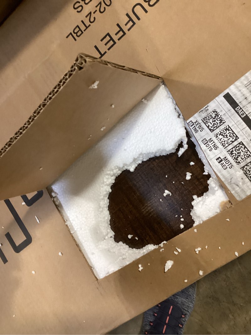 Condition photo showing Good Condition for ChooChoo Farmhouse Console Table, Entryway Table with Storage Shelf, Coffee Bar Cabinet, Narrow Buffet Sideboard for Kitchen, Hallway, Living Room, Black