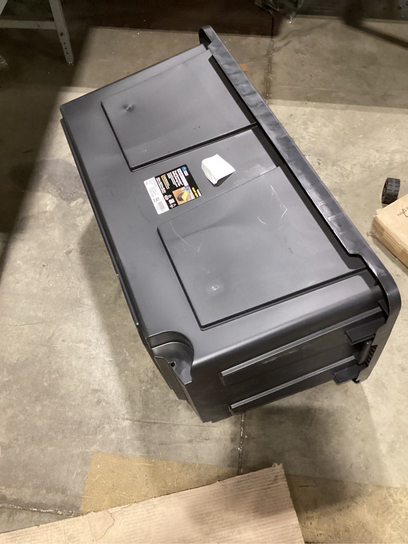 Condition photo showing As Is for Project Source Commander X-large 75 -Gallons ( 300 -Quarts ) Black and Yellow Heavy Duty Rolling