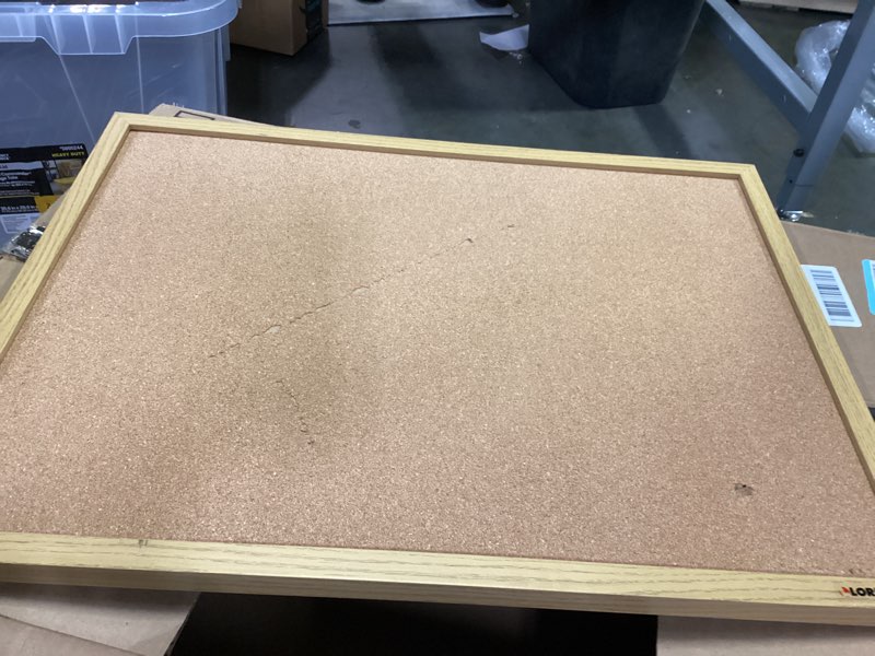 Condition photo showing As Is for Lorell Oak Wood Frame Cork Board