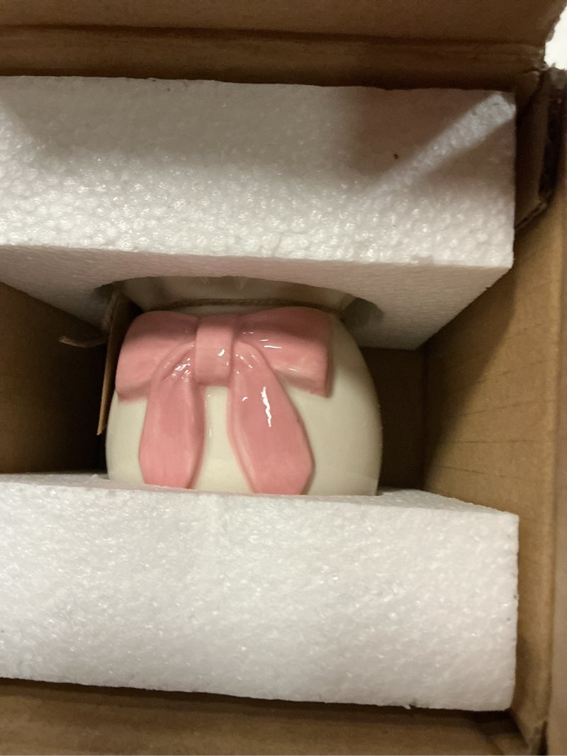 Condition photo showing New/Like New for Mud Pie Valentine's Day Big Bow Ruffle Bud Vase