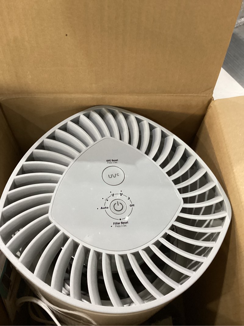 Condition photo showing As Is for NOT TESTED GermGuardian Airsafe+ HEPA Air Purifier for Home, Large Rooms Up To 1043 Sq. Ft. with HEPA Air Filter, UV-C Light & Air Quality Sensor, AC3000W, White Airsafe+ Intelligent Air Purifier with UV-C light - White