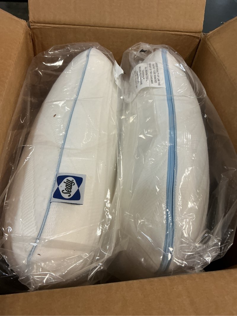 Condition photo showing Good Condition for sealy dreamlife queen size memory foam cooling pillow with surface guard technology, removable machine-washable cover, 1 year limited warranty, white (2 pack) 2 pack queen