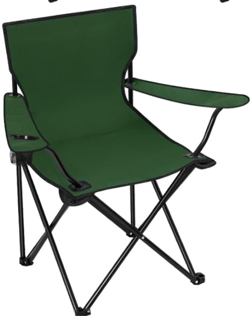 Huwena 1 Pack Folding Camping Chairs Bulk with Cupholder Carry Bags Lightweight Collapsible Portable Outdoor Lawn Chair for Picnic, Beach, Fishing, Travel, Outside Green