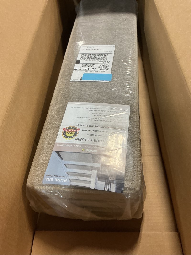 Condition photo showing New/Like New for PURE ERA Carpet Stair Treads Tape Free Non Slip Indoor Stair Carpet Stair Protectors Pet-Friendly Non-Slip Skid Resistant Washable Reusable 8" x 30"(14 Pieces,Cream Gray) Cream Gray 14 Pieces NO Bullnose