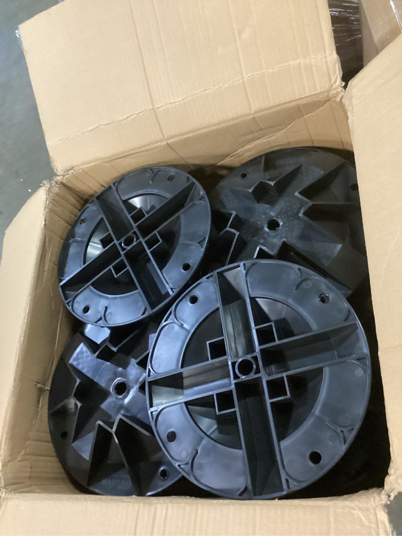 Condition photo showing New/Like New for 12 pack foundation deck blocks, deck post foundation accommodates 3.5 x 3.5 inch wood posts and 1.5 inch wide beams, deck blocks for decks, sheds, floating docks