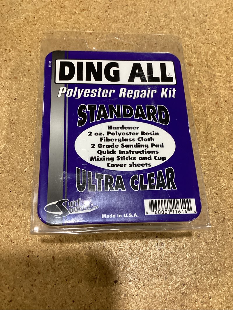 Condition photo showing New/Like New for ding all 2 oz polyester repair kit for small to medium sized polyester surfboards repairs
