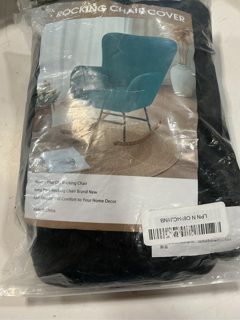 Condition photo showing New/Like New for levoberg nursery rocking chair cover velvet rocker glider chairs cover slipcovers stretch rocking accent chair cover recliner armchair slipcover for nursery living room bedroom office black