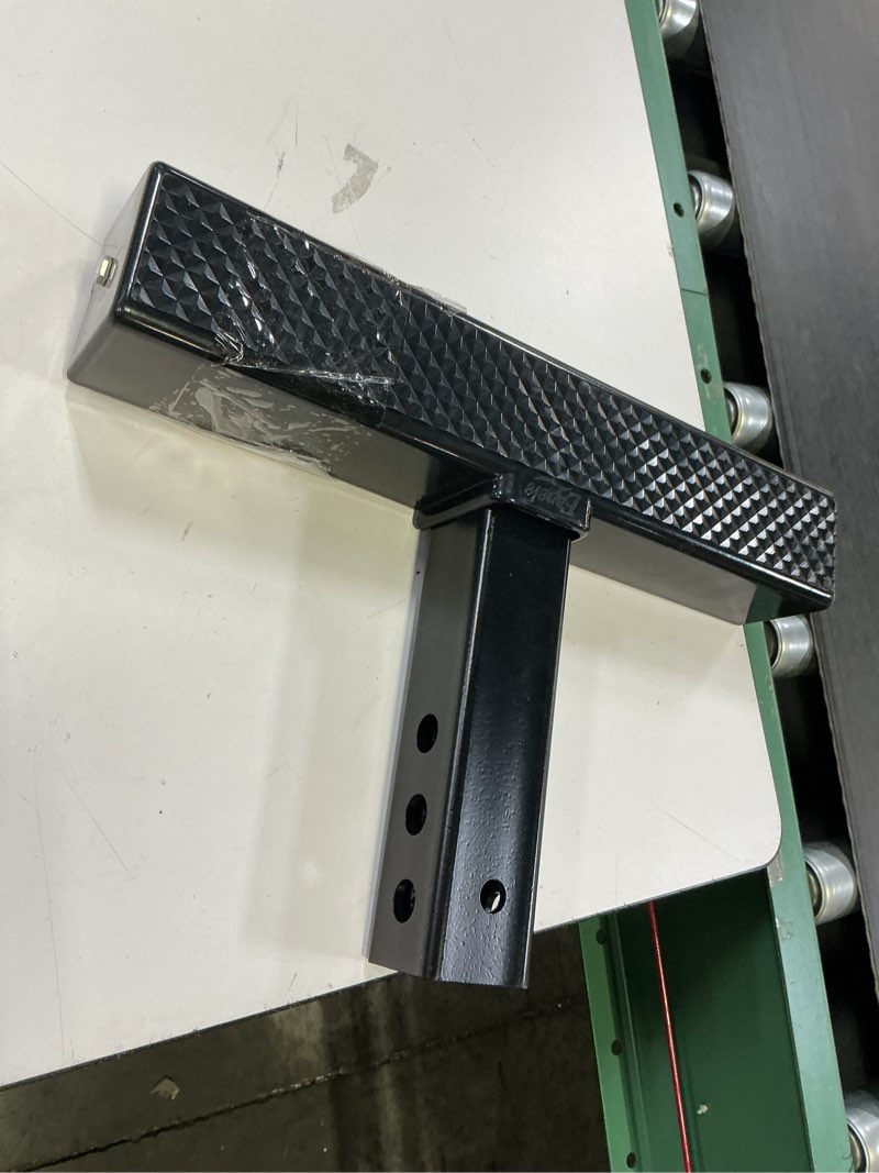 Condition photo showing As Is for eapele hitch step for 2 inch receiver, universal anti slip bumper guard, 600lbs maximum load, for trailer tow truck pickup suv pickup van rv hitch step without reflective strips