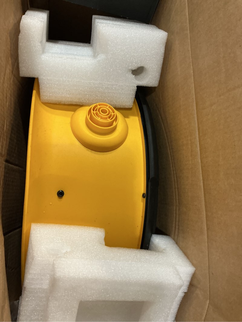 Condition photo showing As Is for dewalt 18 in. 20v cordless ac/dc hybrid 3-speed drum yellow fan with adapter cord (tool only)