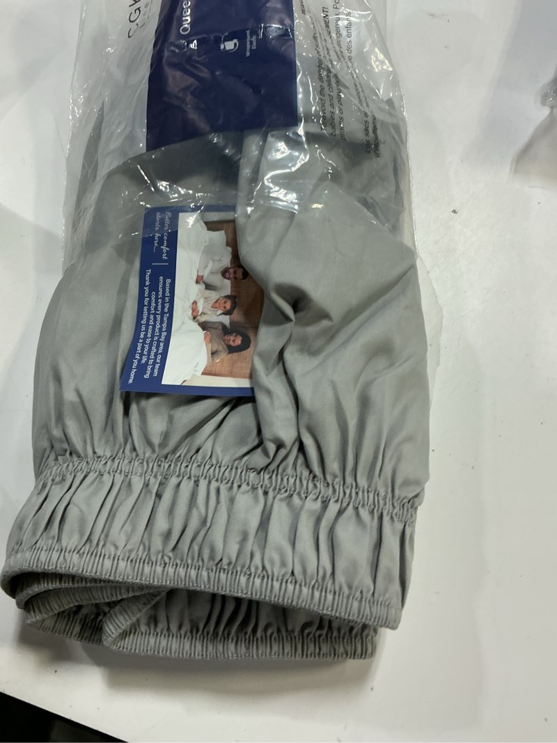 Condition photo showing Good Condition for Wrap Around Dust Ruffle Bed Skirt - Light Grey - for Queen Size Beds with 12 Inch Drop - Elastic Strap - Adjustable Pleated Bedskirt with Brushed Fabric and Wrinkle Free - For Women, Men, Kids & Teens Queen 12" - Drop 04 - Light Grey