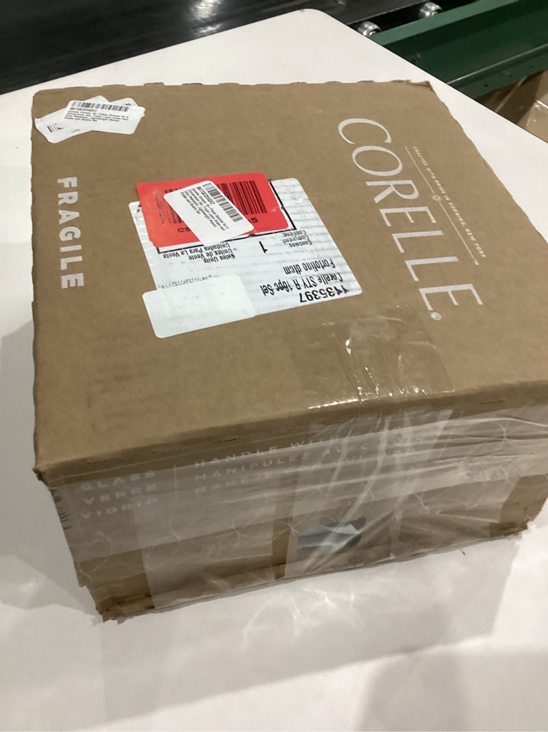 Condition photo showing New/Like New for Corelle Vitrelle 18-Piece Service for 6 Dinnerware Set, Triple Layer Glass and Chip Resistant, Lightweight Round Plates and Bowls Set, Portofino