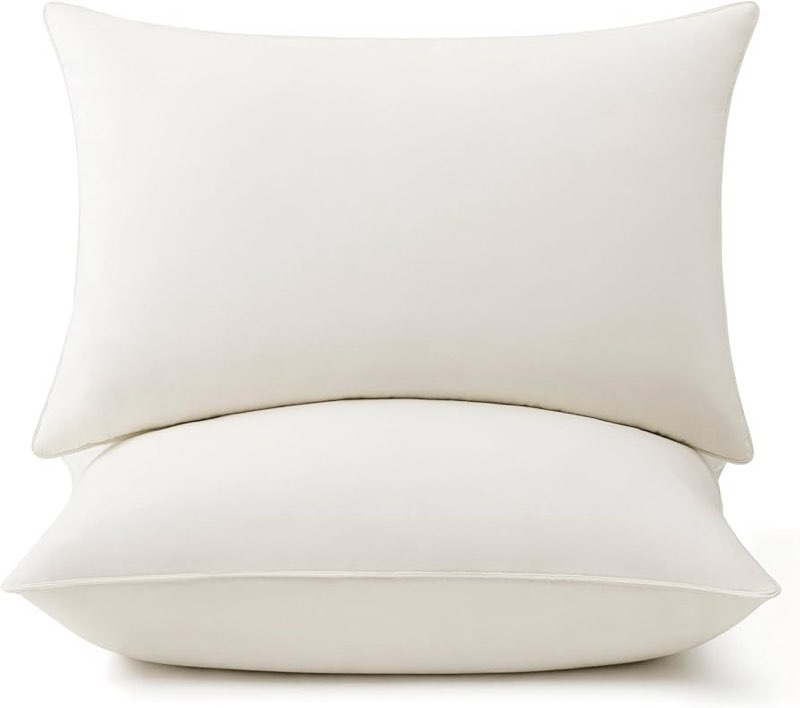 puredown® goose feather down pillows, 100% organic cotton cover, luxury hotel collection bed pillows