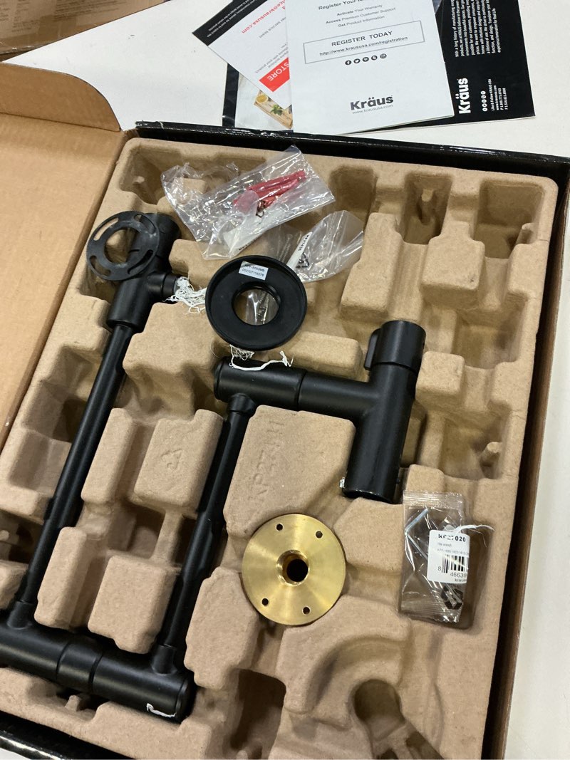 Condition photo showing Good Condition for KRAUS Bolden 2 Handle Pot Filler Faucet with Retractable Arm, Wall Mount Kitchen Faucet, Pot Filler for Over Stove in Matte Black, KPF-5003MB Matte Black Pot Filler