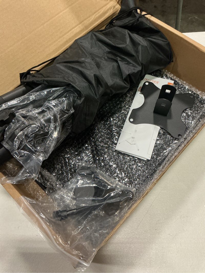 Condition photo showing Good Condition for projector stand tripod adjustable, laptop height from 23.5 to 46.5 inches with gooseneck phone holder, floor for office, home, stage, studio, dj racks holder mount, 23.5inch-46.5inch a?23"-46" black