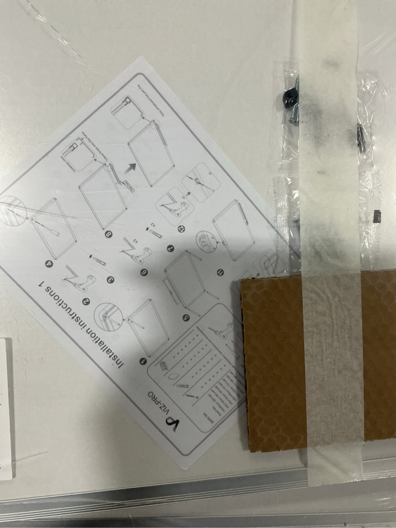 Condition photo showing As Is for maxtek large cork board 60 x 36 in, bulletin board for walls, 5'x 3' extra aluminum framed corkboard, foldable wall mounted back to school pin memo notice cork board for office, home wall display