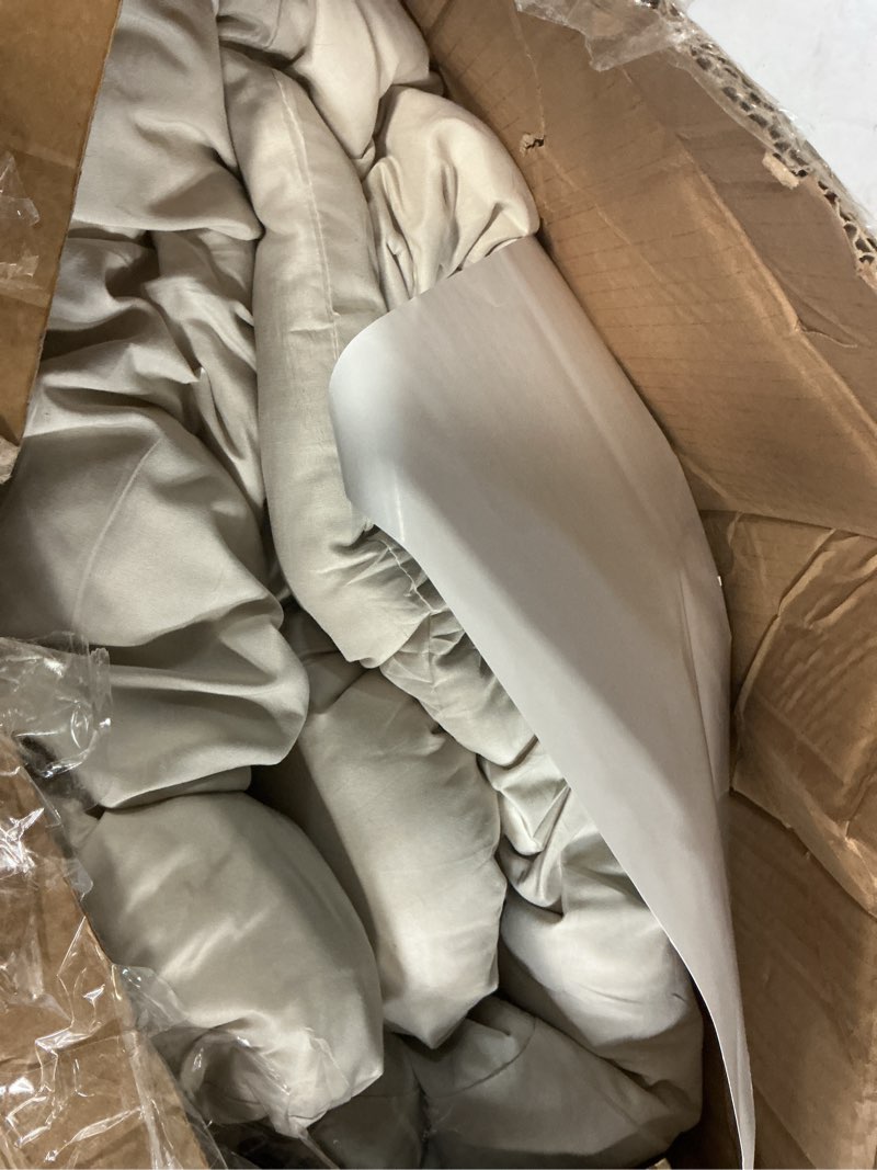 Condition photo showing As Is for Litanika Twin/Twin XL Size Comforter Set - 5 Piece Bed in a Bag Beige, Lightweight Solid Includes Comforter, Sheets, Pillowcases & Shams Beige Twin/Twin XL