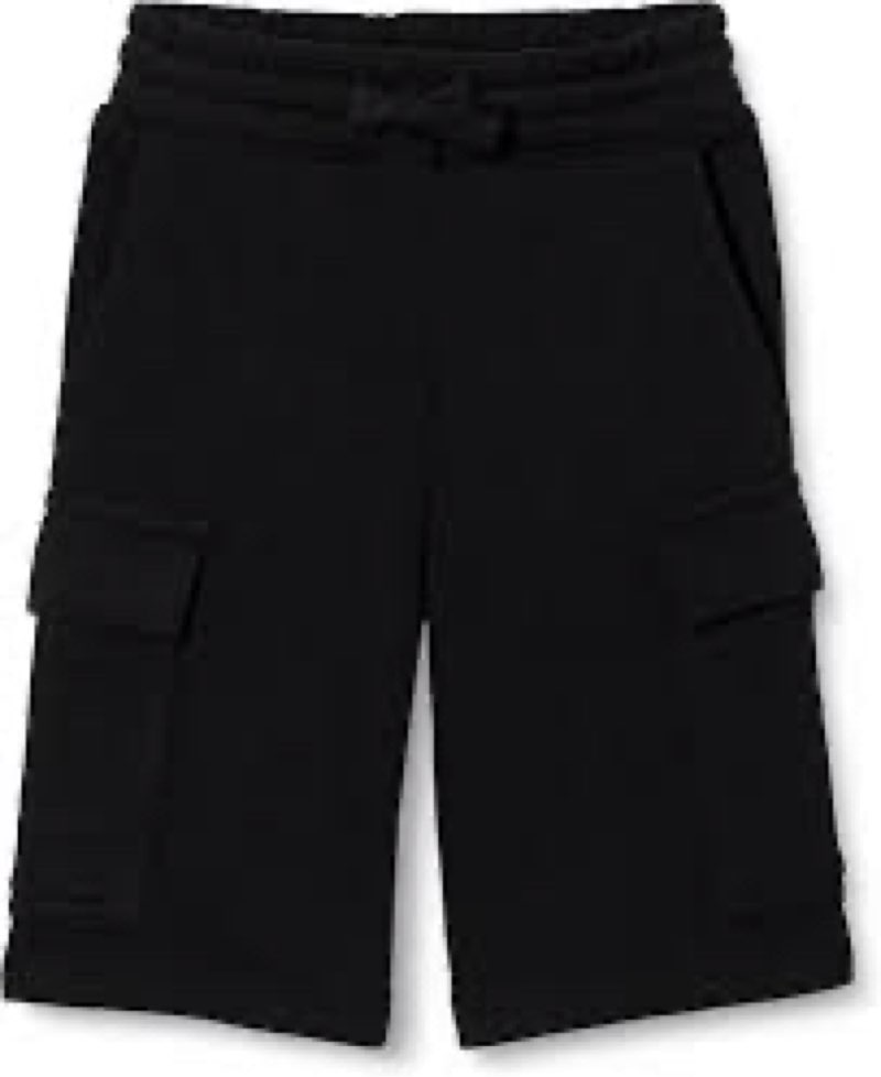 Amazon Essentials Boys' Terry Cargo Sweat Shorts, Black, Small