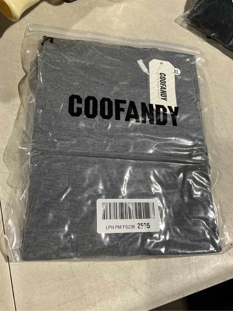 Condition photo showing New/Like New for coofandy men's short sleeve mock turtleneck sweater grey x-large