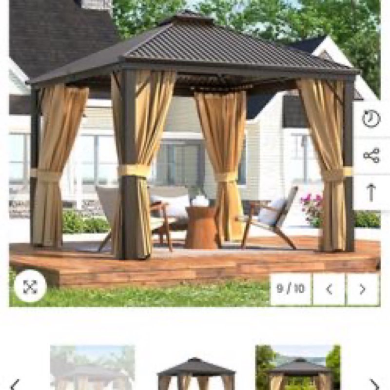10' X 10' Hardtop Gazebo, Outdoor Gazebo With Aluminum Frame, Galvanized Steel Double Roof WQG051bk-A+B 2 Box 