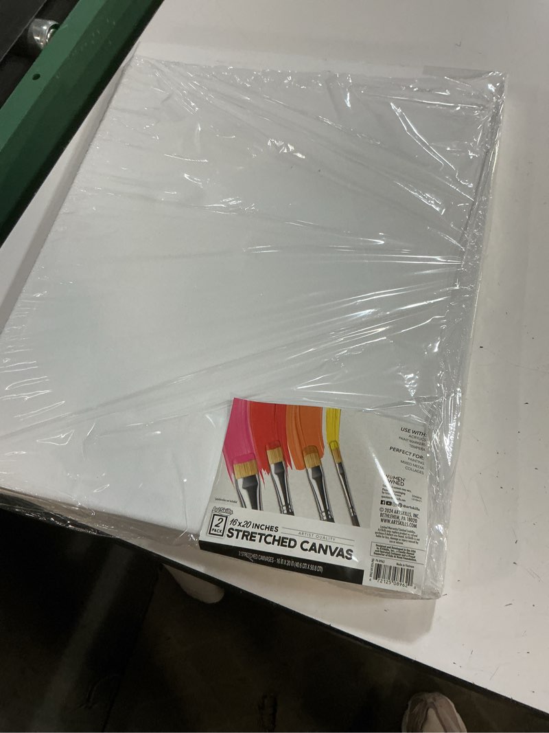 Condition photo showing Good Condition for artskills stretched canvases for painting, 16x20 canvas painting supplies for artists, blank canvas pack, 2-pack