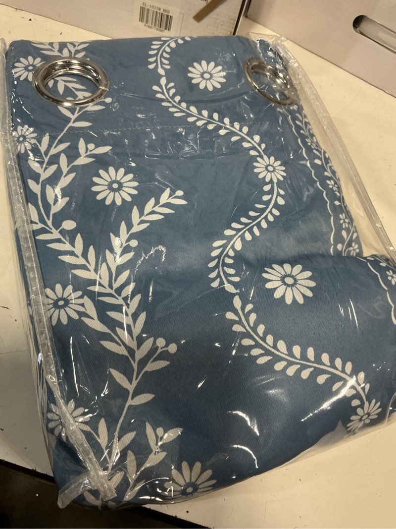 Condition photo showing New/Like New for limon home blue blackout curtains 96 inch length boho cute curtain for living room full black out patterned curtain,soundproof grommet window treatments drapes,52x96,2 panels blue 52"w x 96"l (pack of 2)