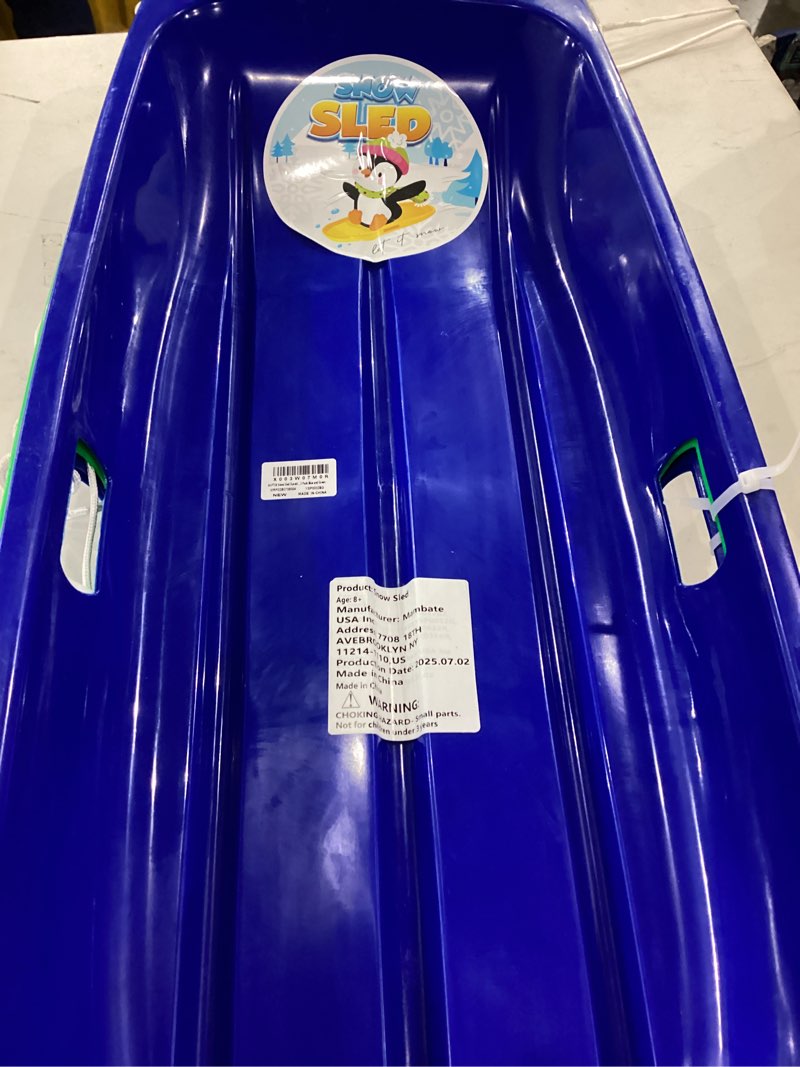 Condition photo showing As Is for AGPTEK 35/47 Inch Durable Downhill Sprinter Toboggan Snow Sled for Kids Boys Girls Adults with Built-in Handles and Pulling Rope Blue-25.6"