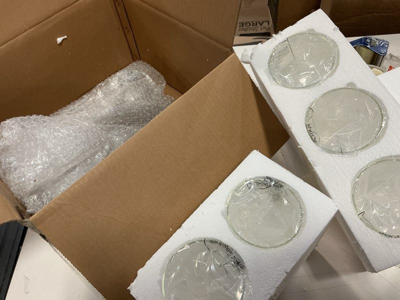 Condition photo showing Good Condition for VINLUZ Contemporary 5 Light Large Chandeliers Modern Clear Glass Shades Pendant Lighting Brushed Polished Nickel Dining Room Lighting Fixtures Hanging Adjustable Wire Semi Flush Ceiling Lights Brushed Nickel 5 Light