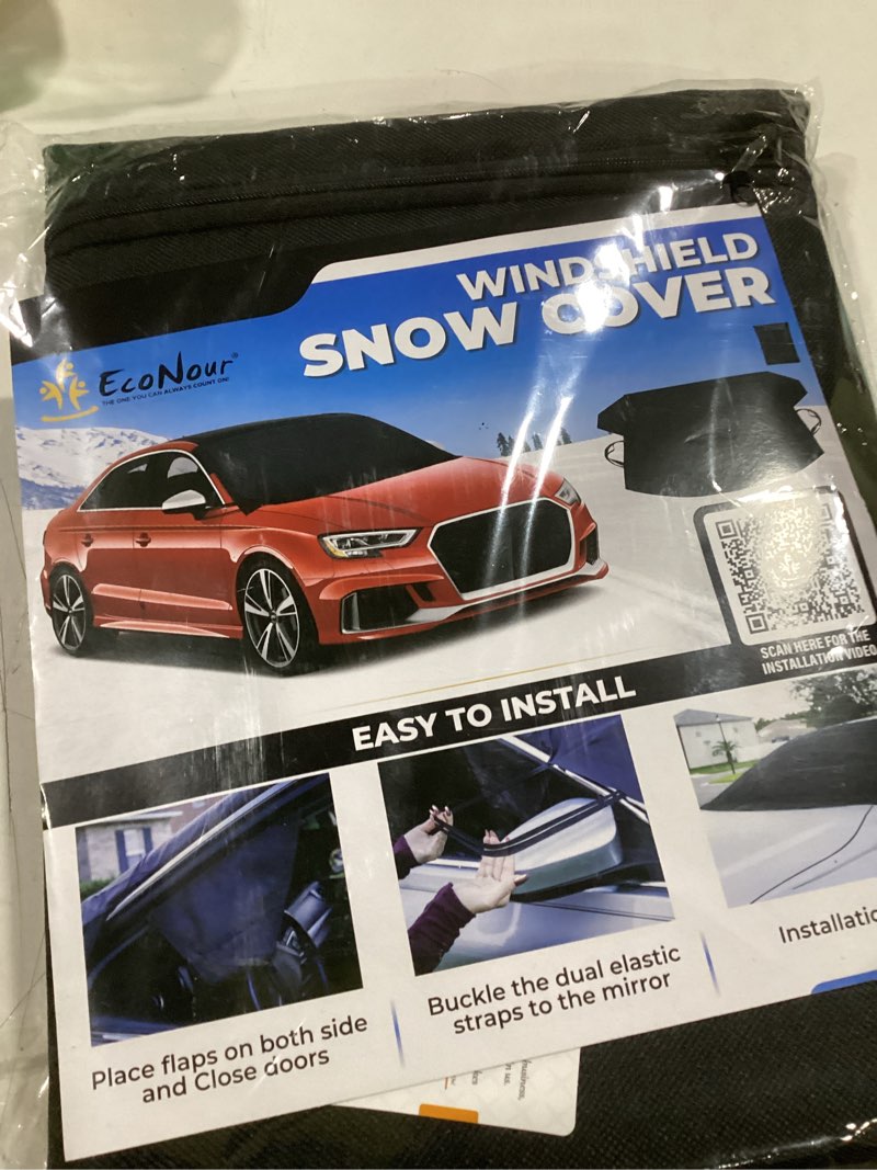 Condition photo showing New/Like New for EcoNour Windshield Cover for Ice and Snow - Universal Fit for Car, SUV, Truck, Heavy Duty 600D Oxford Fabric Frost Protector for Ice & Sleet, Includes Anti-Theft Straps, Medium (69"x42")