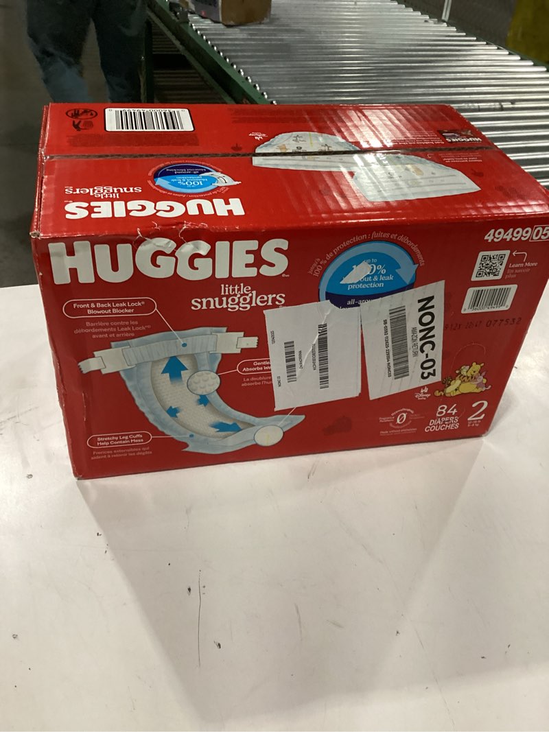 Condition photo showing New/Like New for Huggies Size 2 Diapers, Little Snugglers Baby Diapers, Size 2 (12-18 lbs), 84 Count, Packaging May Vary Size 2 84