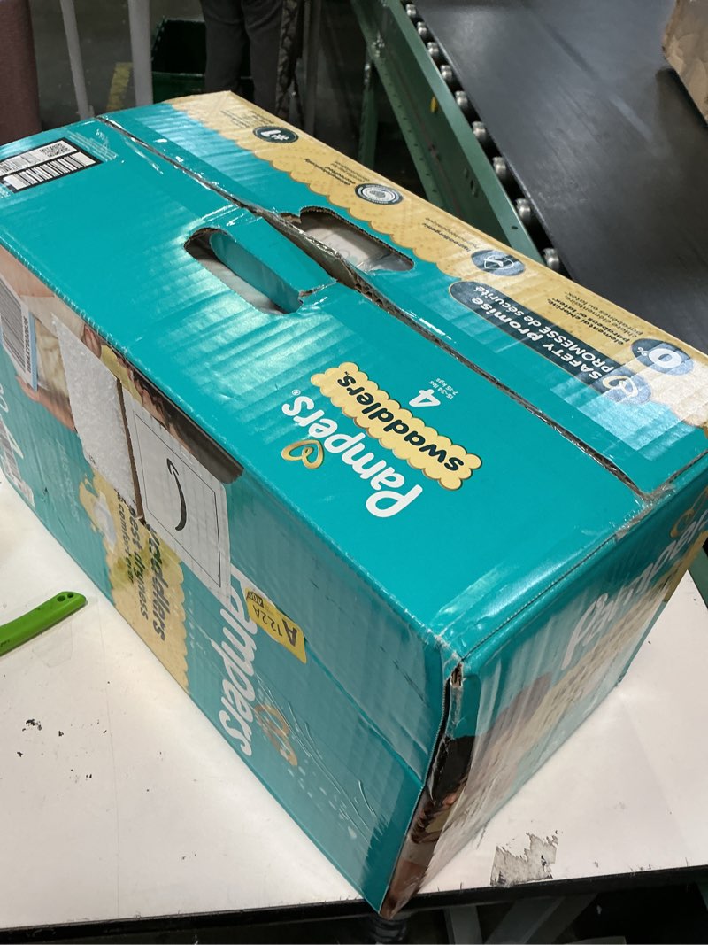 Condition photo showing New/Like New for pampers swaddlers diapers, size 4 (15-34 lbs), 120 count, absorbent, keeps baby dry and comfortable, skin safe disposable baby diaper (packaging may vary) size 4 120