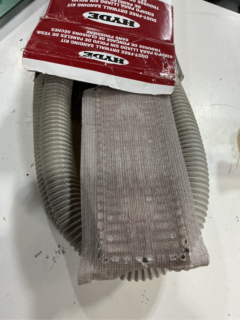 Condition photo showing As Is for hyde tools 09165 dust-free drywall vacuum hand sander with 6-foot hose 6'