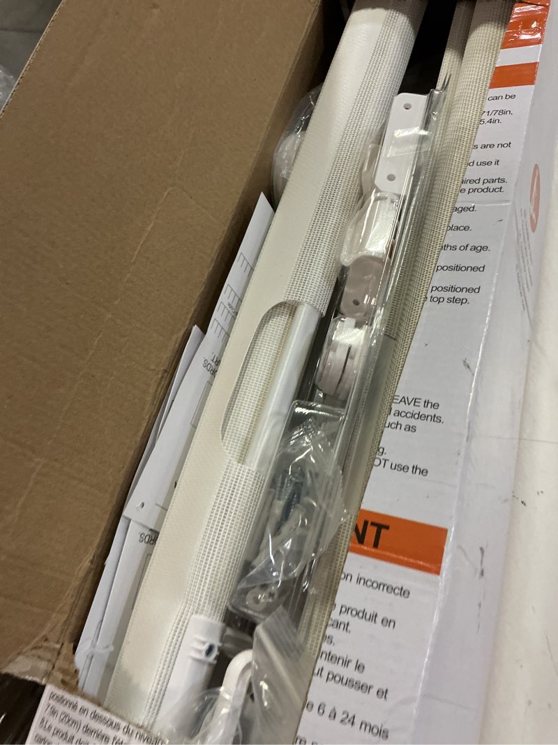 Condition photo showing Good Condition for 2-pack retractable baby gate for stairs-33”height, expands up to 55”width-safety gate for infants, toddlers, dogs & pets-easy install, secure closure, white mesh design for indoor & outdoor use