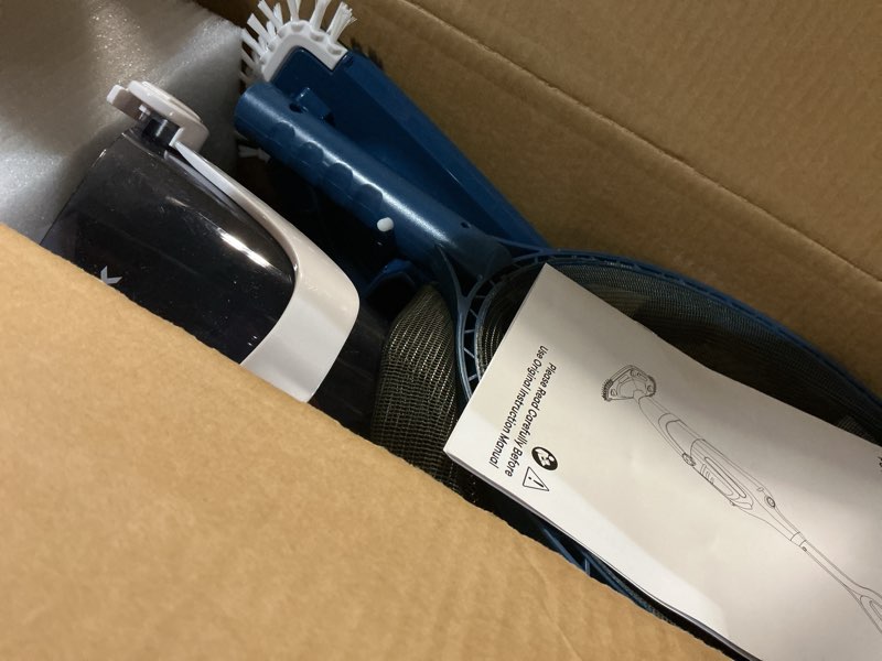 Condition photo showing Good Condition for enhulk pool vacuum for above ground pool, 2026 upgraded pool vacuum with a telescopic pole, 18.5 gal/min powerful suction, 80mins runtime, effortlessly cleans debris underwater (blue)