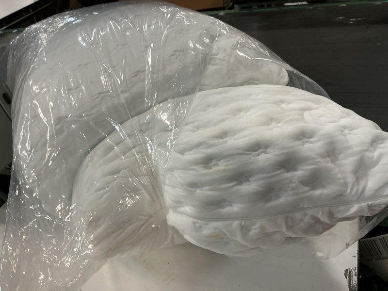 Condition photo showing As Is for Cooling Side Sleeper Pillow for Neck and Shoulder Pain, Luxury Shredded Memory Foam Curved Bed Pillows for Sleeping Set of 2- Adjustable King Size- Washable Cover Crescent White King Size (2 pack) Original White