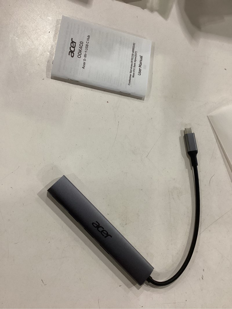 Condition photo showing New/Like New for Acer 5 in 1 USB C Hub with 4K HDMI, 100W Power Delivery, 3 USB A Data Ports, USB C to HDMI Multiport Adapter for Laptop, PC, Tablet, MacBook Air, iPad Air, iMac, iPhone 15/16 Pro/Pro Max 15cm