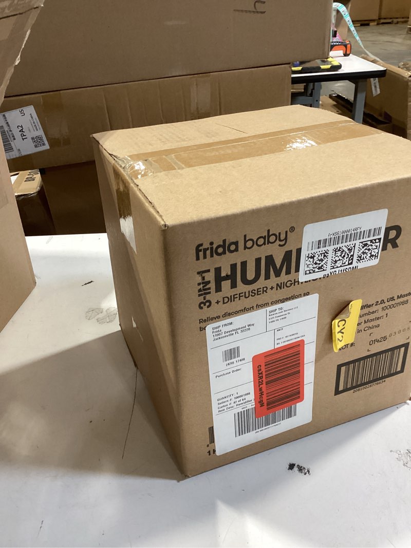 Condition photo showing New/Like New for Frida Baby 3-in-1 Cool Mist Humidifier for Large Rooms, Top Fill Humidifier for Bedroom, Allergy Relief, 60 Hour Runtime + Nightlight, Auto Shut-Off, Quiet, Carry Handle, Essential Oil Diffuser