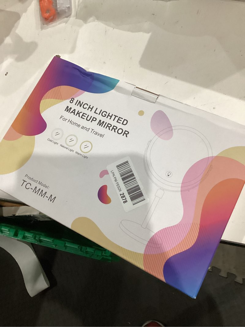 Condition photo showing Good Condition for Lighted Makeup Mirror, Rechargeable Height Adjustable Double Sided, 1x/10x Magnifying with 3 Color, Brightness Adjustable, 360° Rotation Vanity, Gift for Women 8in Dresser Chrome