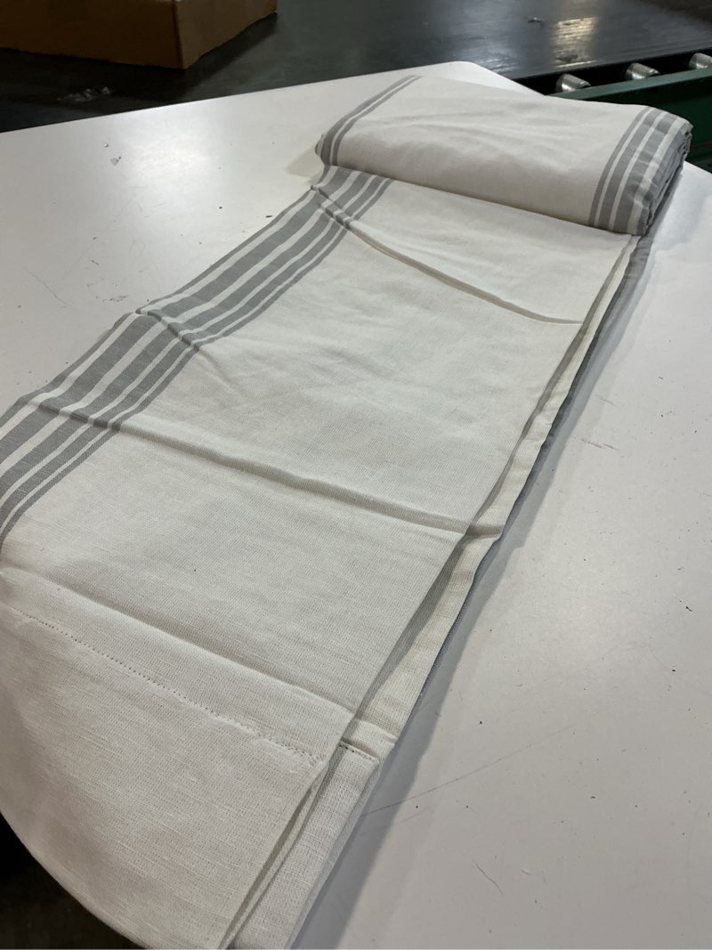 Condition photo showing Good Condition for coastal stripe linen cotton room darkening curtain - single panel color: ivory/sage green(48inx108in)