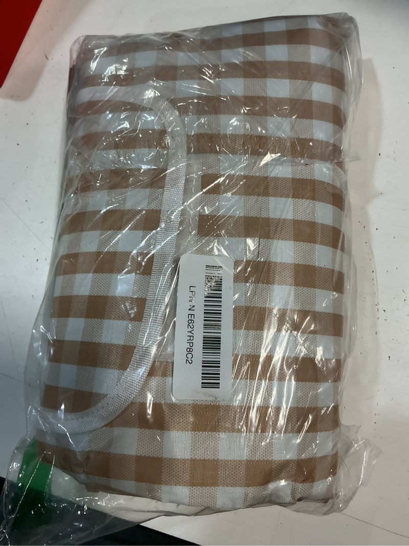 Condition photo showing Good Condition for cute gingham picnic blanket, waterproof foldable, in large 80x60in and extra large 80x80in, portable compact beach blanket, oversized xl outdoor mat (tan, x-large) tan x-large